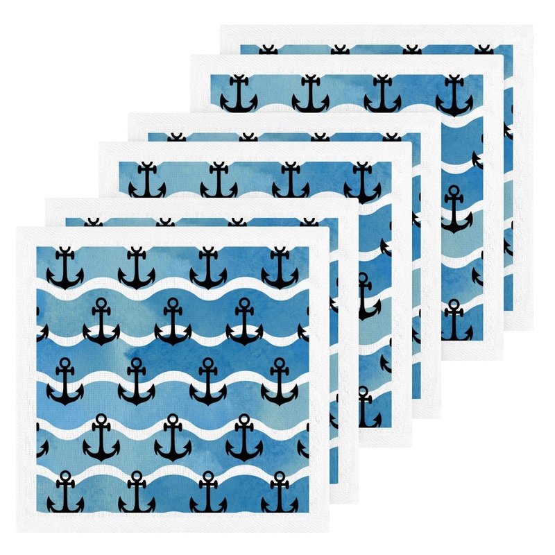 Wash Cloth Set Nautical Anchor – Pack of 6 Cotton Face Cloths Highly Absorbent and Soft Feel Fingertip Towels(226cr8e)