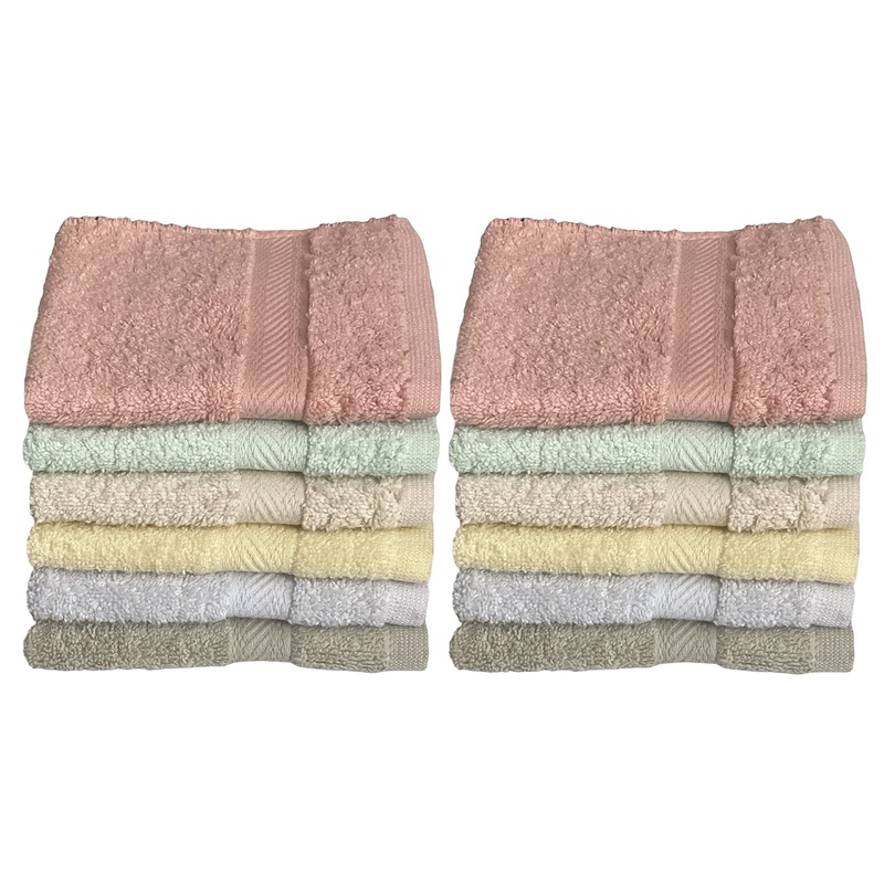 Washcloths  Set of 12 – 100% Ring Spun Cotton Wash Cloth   Thick Loop Pile Washcloth – Extra Absorbent and Soft   Lint Free Face Towel   Perfect for Bathroom Machine Washable Size 13 X 13 inch.