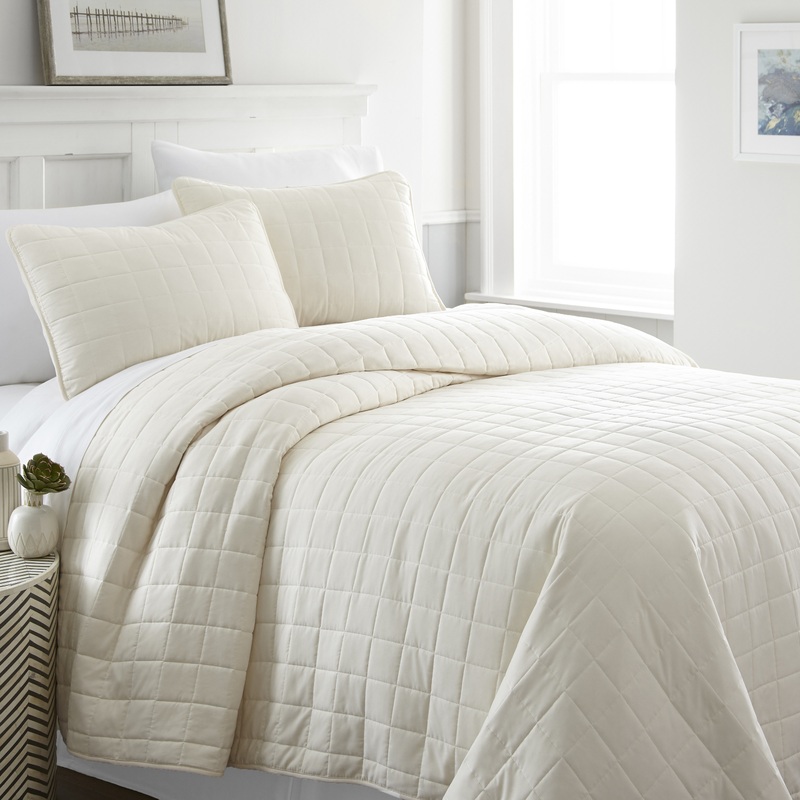 Quilted Coverlet Sets – Ivory, Twin, 2 Piece