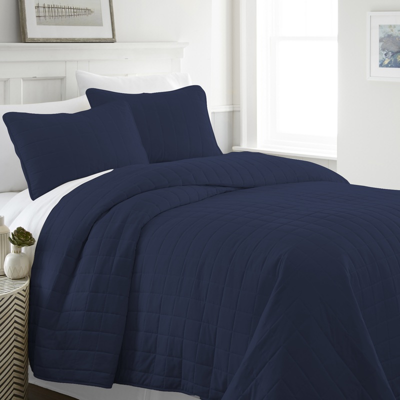 Quilted Coverlet Sets – Navy, Twin, 2 Piece