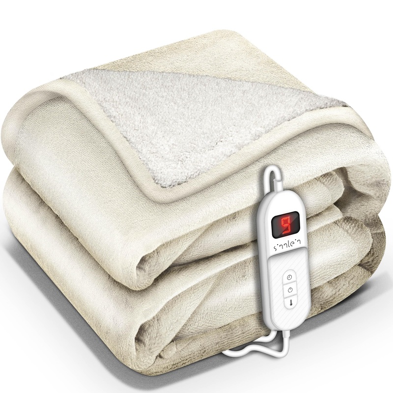 Sinnlein heating ceiling with automatic switch -off 160x120cm T V S d GS checked |Electric thermal blanket with 9 temperature levels |Cuddly blanket bed sofa |Ceiling electrically with timer digital display 160x120cm beige