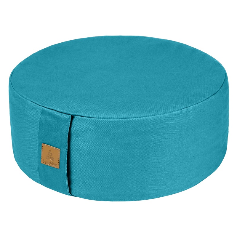Zafu Buckwheat Meditation Cushion,D13″/16″ H5″,Round Zabuton Meditation Pillow,Yoga Bolster Kneeling Pillow Premium Yoga Pillow for Sitting on Floor Zippered Cotton Cover Cyan Blue 16″x16x5″