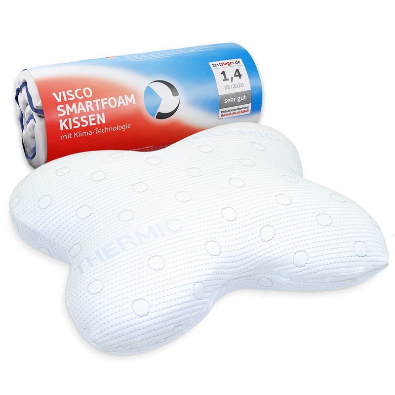 Side sleeper pillows Acamar Third of Life-Innovation Prize winner 2022 orthopedic neck pillow for neck pain viscocelastic memory foam ergonomic pillow with thermal cover white thermore-regulating reference