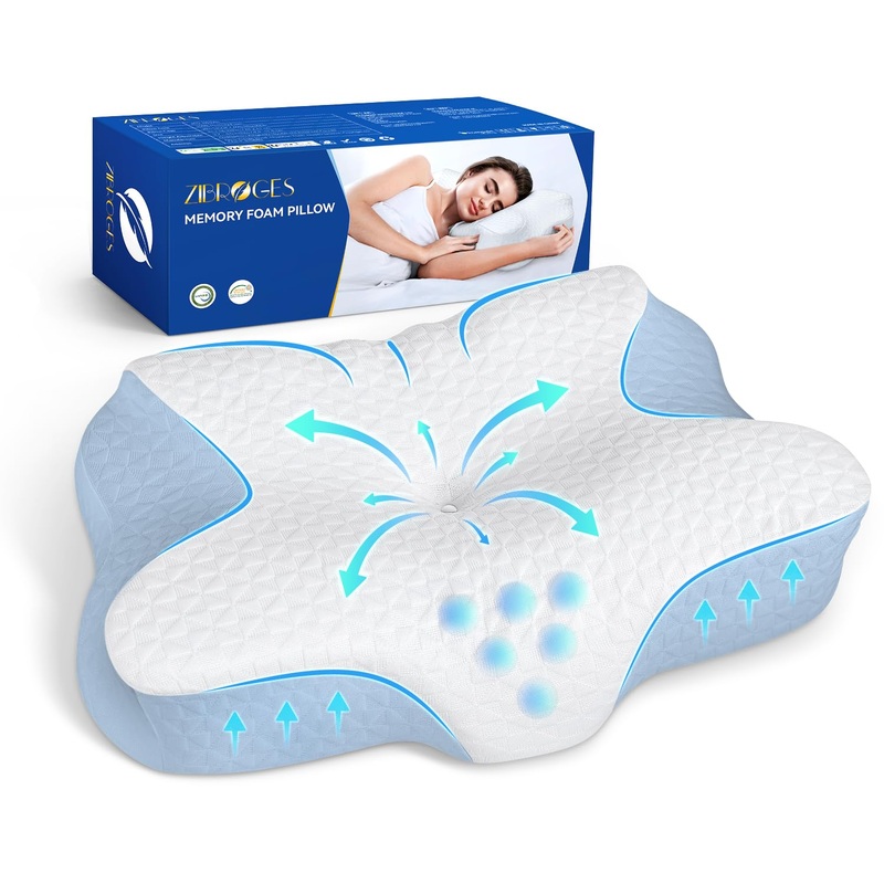 Zibroges nude pillow pillow memory foam pillow comfortable sleeping pillow for the neck ideal for side sleepers back sleepers and belly sleepers washable pillow cover 61x41x11.5cm 61x41x11.5 cm blue