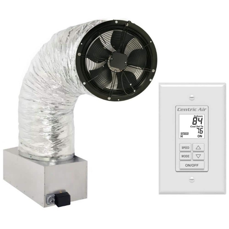 CENTRIC AIR 2.7W German Engineered Whole House Fan Low Voltage Plug and Play 2-Speed Wall Switch with Timer/Temp Control R50 Damper CentricAir 2.7(R50W)