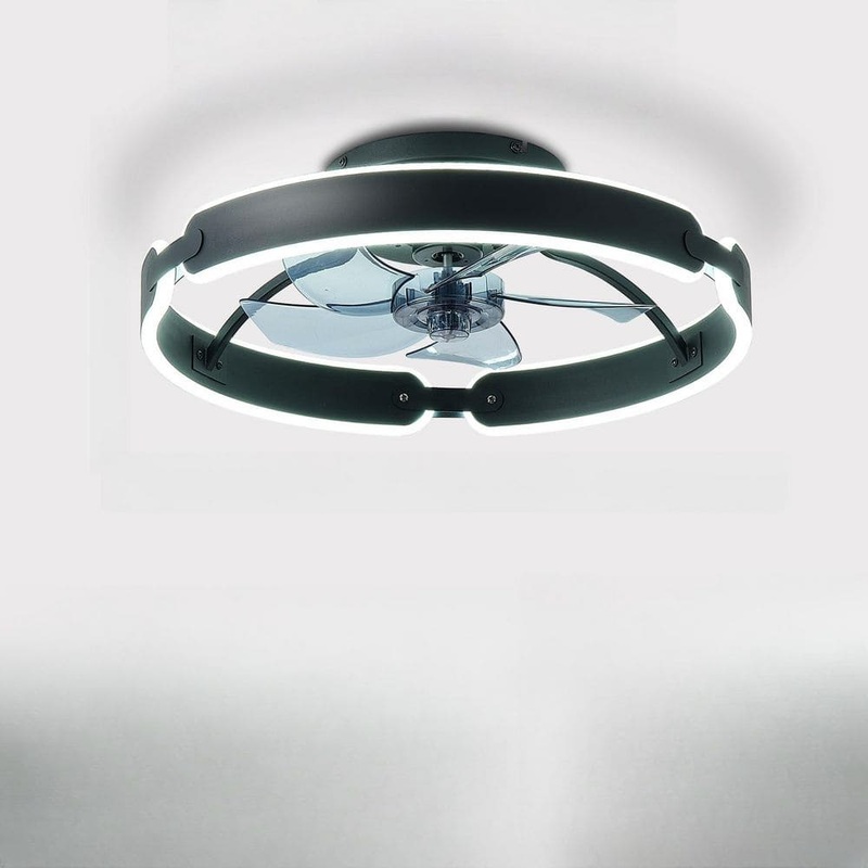 Laybus Black 20 in. Low Profile Ceiling Fan with Lights and Remote, 3000-6000K Dimmable Modern Flush Mount LED Fan Light ZH43z2YW8