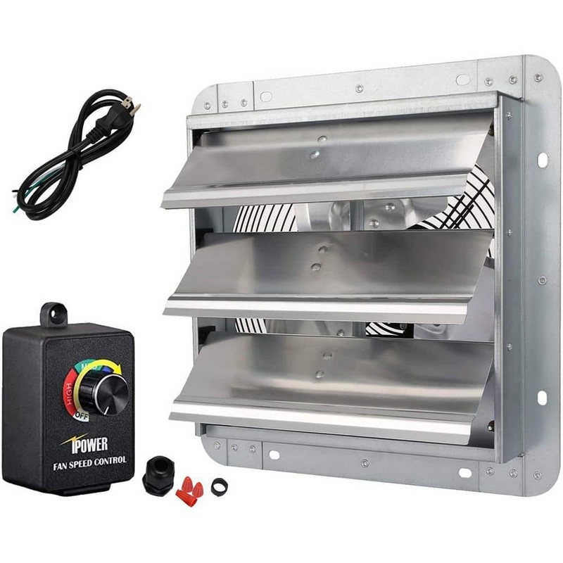 Tidoin 10 in. 3-Speed Sliver Aluminum Indoor Wall Mount Fan Electric Attic Fan with Controller and Power Cord Kit TWO-YDW1-831