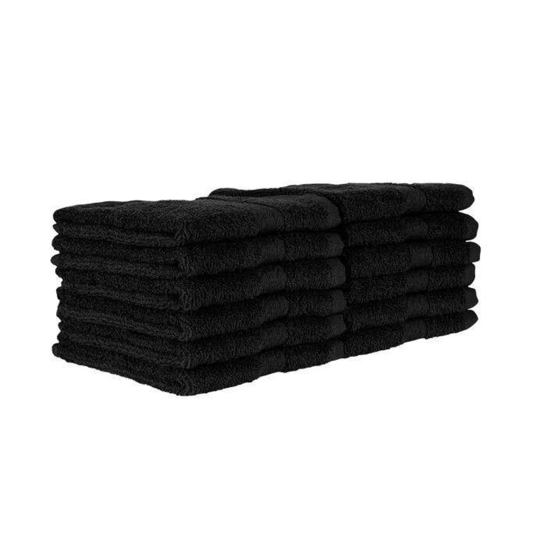 100% Cotton Washcloths – 12 x 12, Black