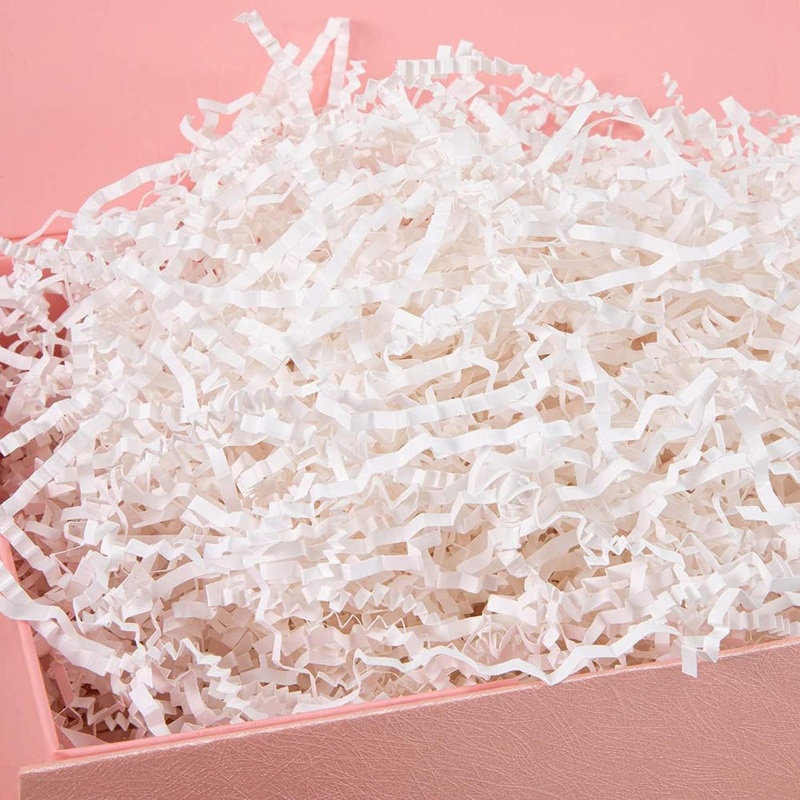 4LB Crinkle Cut Paper Shred Filler for Gift Basket Boxes Filler Paper for Gift Wrapping Stuffing and Packing White