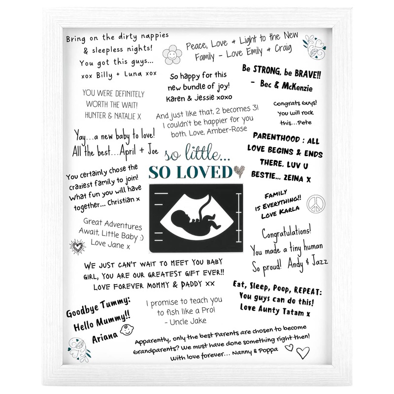 Baby Shower Guest Book Frame (Suits Single Baby Or Twins) Sonogram Picture Frame To Sign – Ultrasound Photo Frame – Guest Book Alternative – Pregnancy/Nursery Keepsake For Mom To Be CLASSIC WHITE
