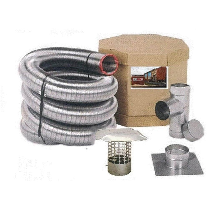 Chim Cap Corp 4 in. x 25 ft. Smooth Wall Pellet Stove Stainless Steel Chimney Liner Kit SW425SSKP