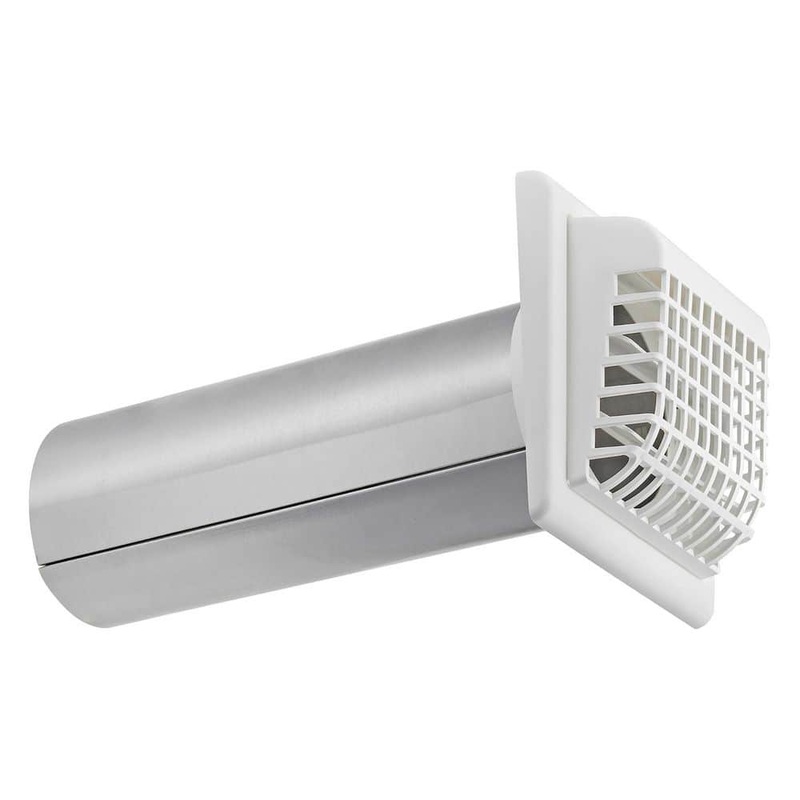 Lambro Plastic Louvered Vent in White with Tail Piece and Bird/Rodent Guard 267WG