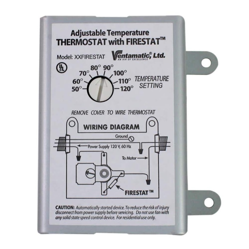 Maxx Air Adjustable Thermostat with Firestat for Power Attic and Exhaust Fans XXFIRESTAT