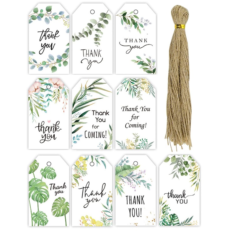 Thank You Tags 100Pcs Gift Tags for Wedding Tags Birthday Baby Shower Party Favors Paper Gift Tags with 100 Sticks Jute String