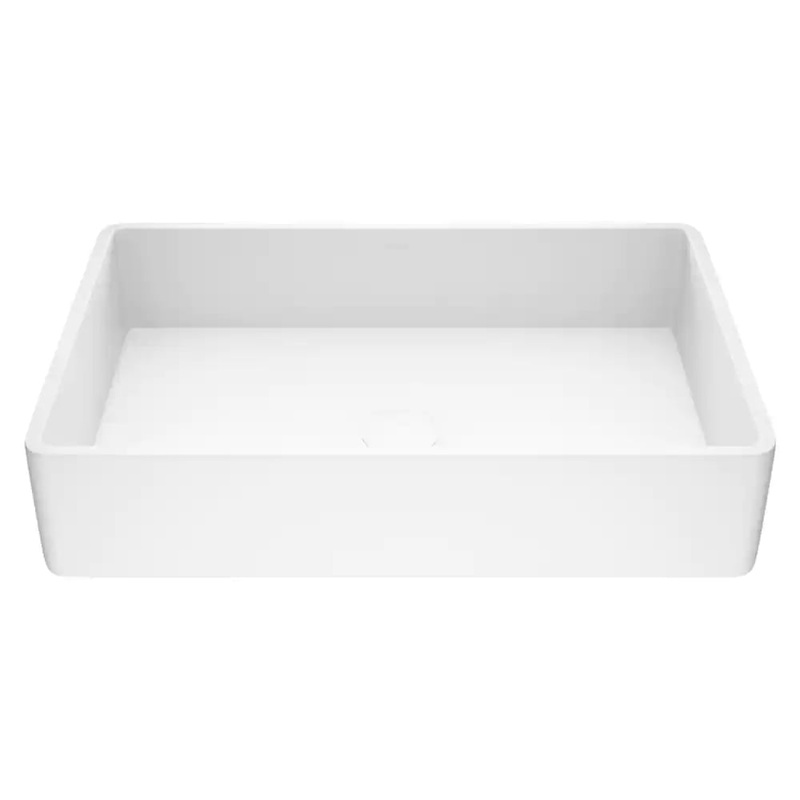 VIGO Matte Stone Magnolia Composite Rectangular Vessel Bathroom Sink, White