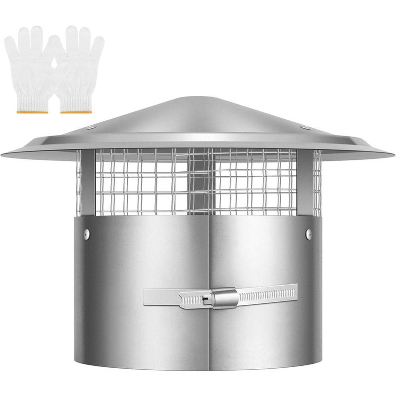 VIVOHOME 6 in. Round Adjustable Stainless Steel Chimney Cap with Screen wal-VH1253US