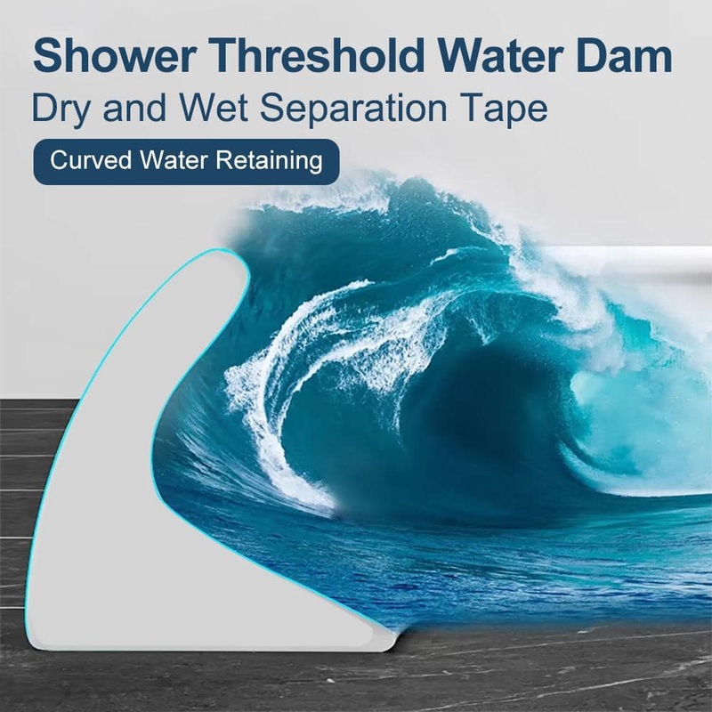 Wellco 0.8 in. x 39 in. Shower Threshold Water Dam Bath Shower Barrier Retention System Dry and Wet Separation Tape STWD0839