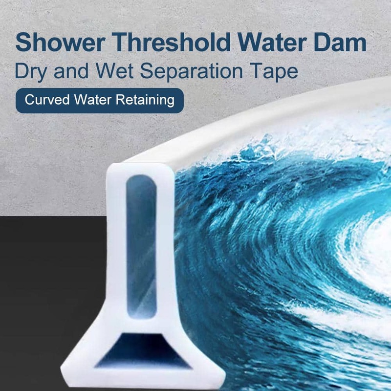 Wellco 1.2 in. x 39 in. Shower Threshold Water Dam Bath Shower Barrier Retention System Dry and Wet Separation Tape STWD1239