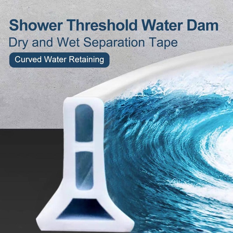 Wellco 1 in. x 63 in. Shower Threshold Water Dam Bath Shower Barrier Retention System Dry and Wet Separation Tape STWD1263