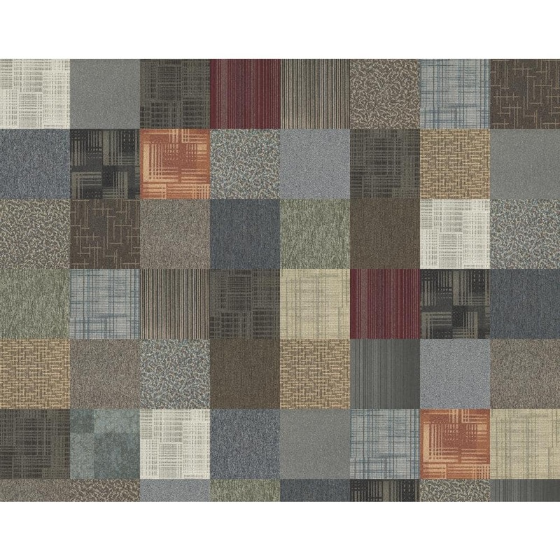 Unbranded Kaleidoscope – Multi-Colored Commercial/Residential 24 x 24 in. Peel and Stick Carpet Tile Square (48 sq. ft.) 4UF12BOX