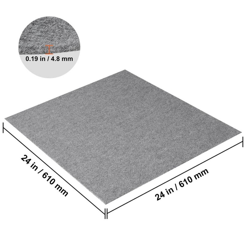 SKYSHALO Carpet Tiles Gray 24 in. x 24 in. Self Adhesive Carpet Tile Square Padded Peel and Stick Carpet Tiles 36 sq. ft. ZZFKDT2424YCAK994V0-0826