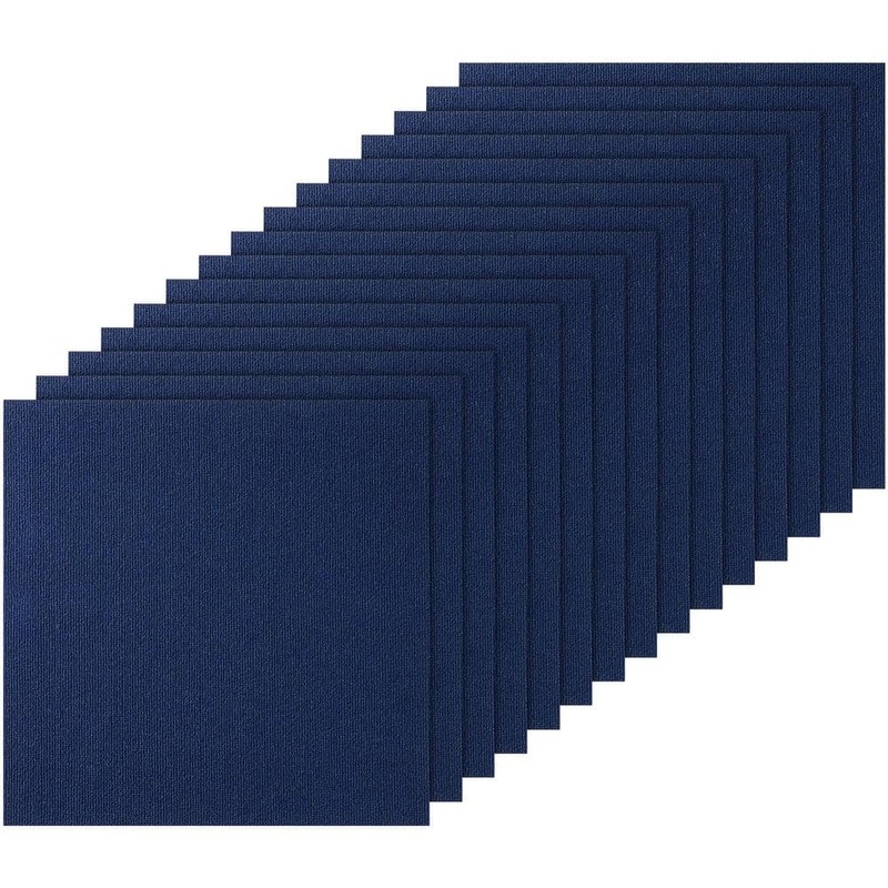 SKYSHALO Dark Blue 24 in. x 24 in. in Peel and Stick Carpet Tiles Squares 60 sq. ft. Easy Install DIY 15 Tiles ZZFKDT2424YCU83VVV0-1112