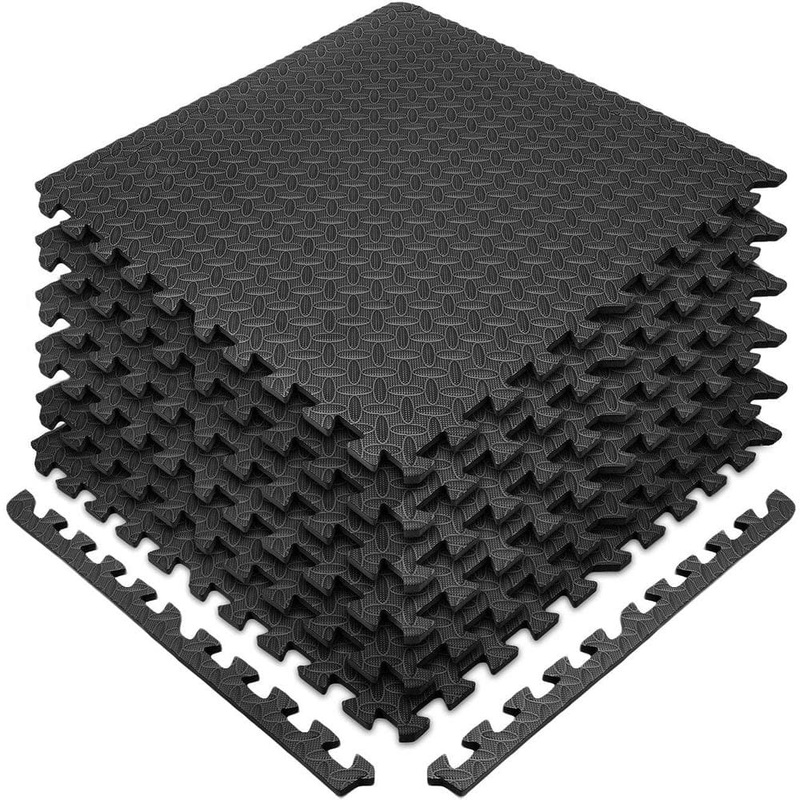 Sorbus Black Residential 24 x 24 in. Interlocking Foam Carpet Mat Square (24 sq. ft.) MAT-LOCK-BLK