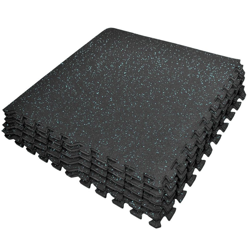Sorbus Black with Blue Sparkle – Residential 24 x 24 in. Interlocking Rubber Carpet Mat Square (24 sq. ft.) MAT-LOCKR-B