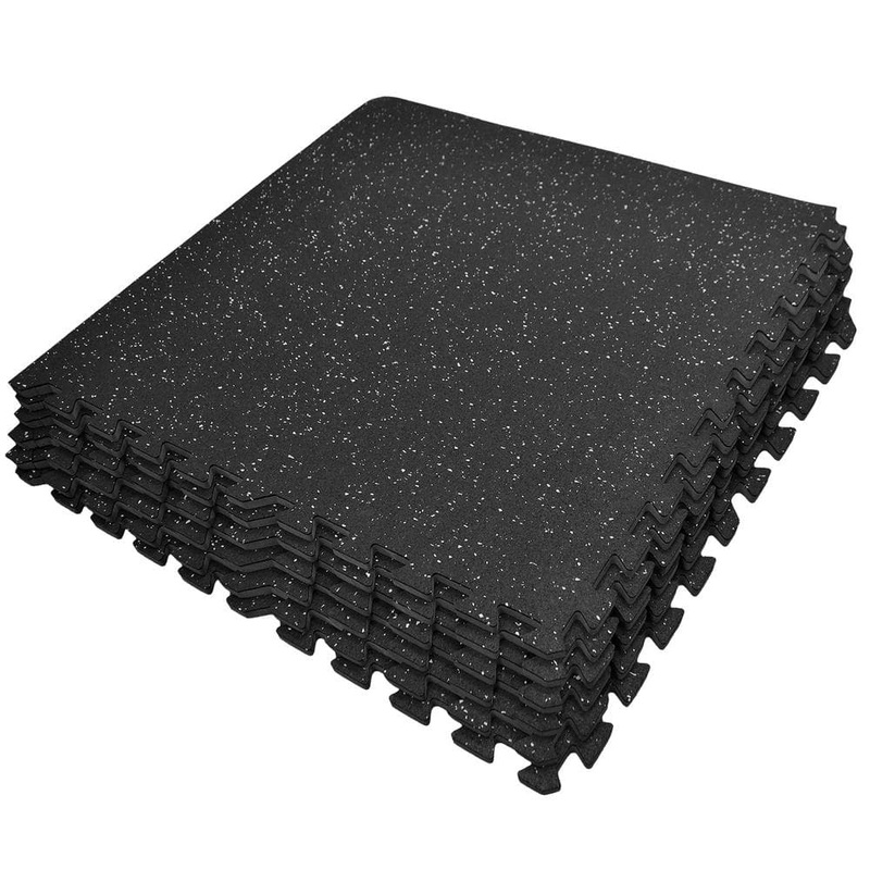 Sorbus Black with Gray Sparkle – Residential 24 x 24 in. Interlocking Rubber Carpet Mat Square (24 sq. ft.) MAT-LOCKR-BLK