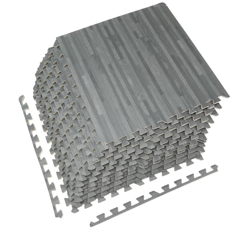 Sorbus Gray Wood – Residential 24 x 24 in. Interlocking Foam Carpet Mat Square (48 sq. ft.) MAT-WOODGRY12