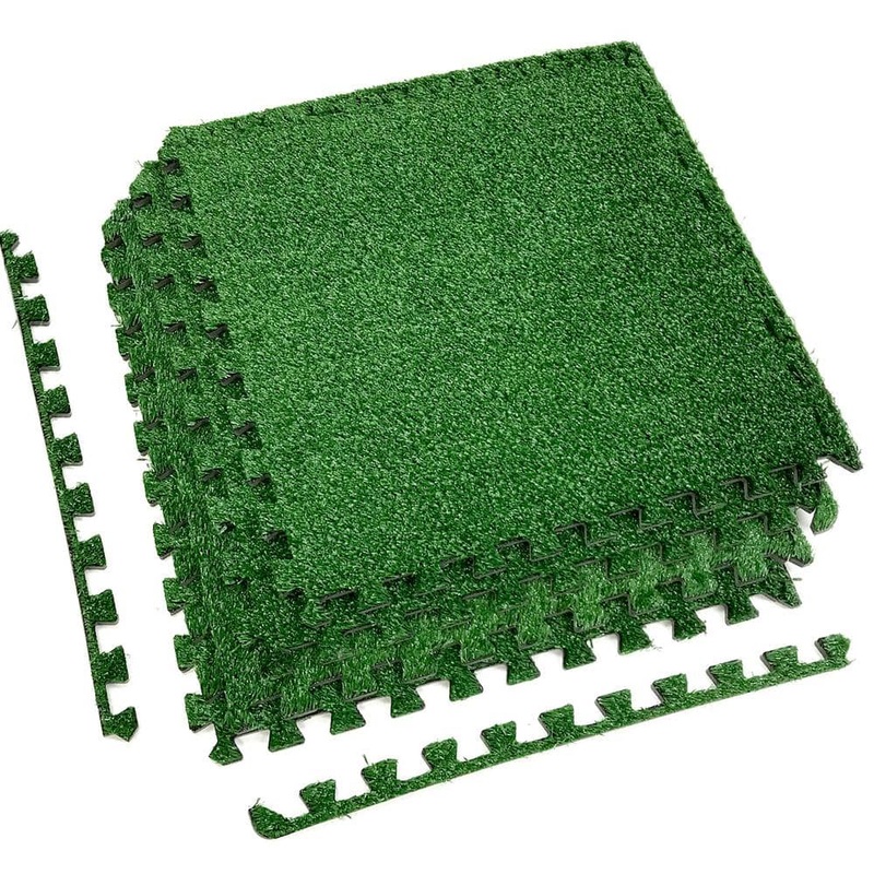 Sorbus Green Grass – Residential 24 x 24 in. Interlocking Carpet Mat Square (48 sq. ft.) MAT-GRASS12