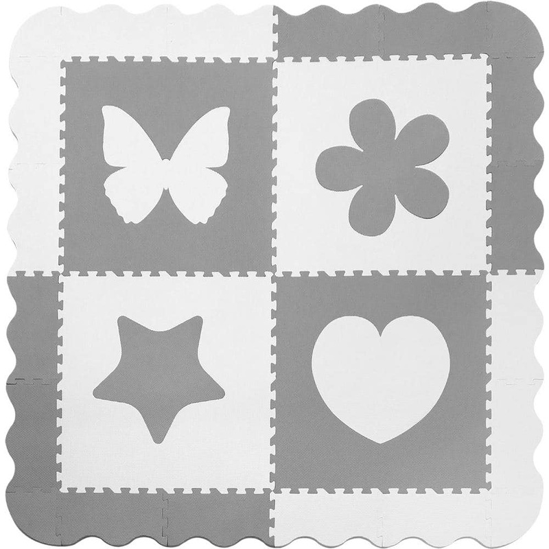 Sorbus White and Gray – Residential 24 x 24 in. Interlocking Play Mat Carpet Tile Square (16 sq. ft.) MAT-PZL