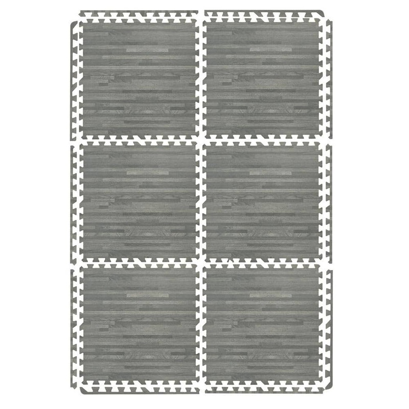 Sorbus Wood Grain Floor Tiles 24 in. x 24 in. Gray Interlocking Square EVA Foam Mats, Carpet Tile 96 sq. ft. MAT-WOODGRY24