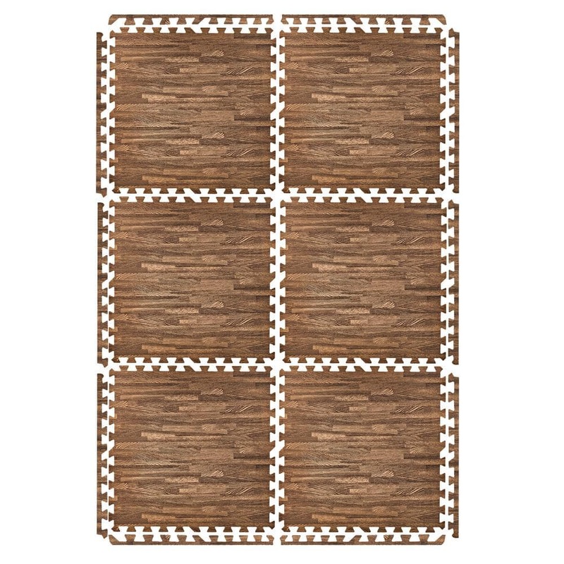 Sorbus Wood Grain Floor Tiles Dark Brown 24 in. x 24 in. Interlocking Square EVA Foam Mats, Carpet Tile 96 sq. ft. MAT-WOODARK24