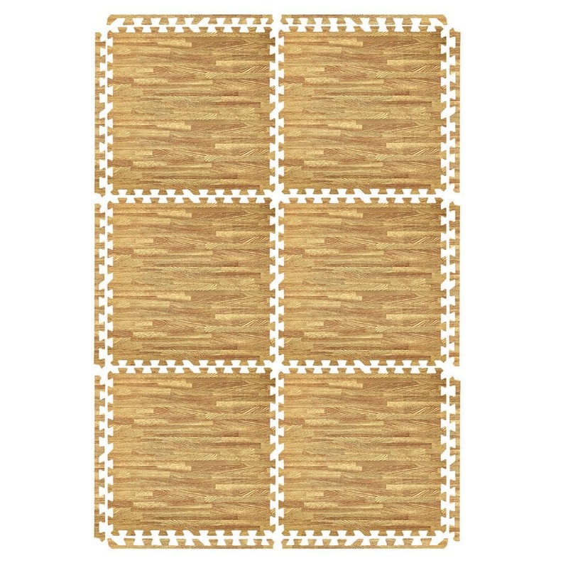 Sorbus Wood Grain Floor Tiles Light Brown 24 in. x 24 in. Interlocking Square EVA Foam Mats, Carpet Tile 96 sq. ft. MAT-WOODLT24