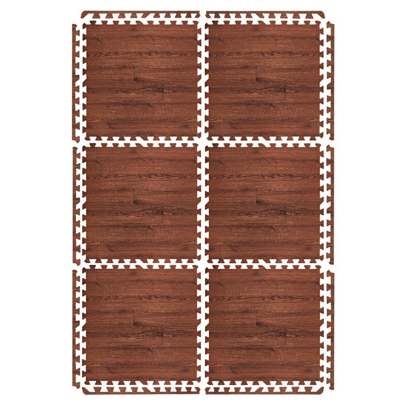 Sorbus Wood Grain Floor Tiles Mahogany Brown 24 in. x 24 in. Interlocking Square EVA Foam Mats, Carpet Tile 96 sq. ft. MAT-WOODMHG24