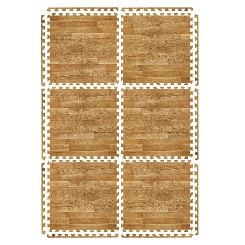 Sorbus Wood Grain Floor Tiles Pine Brown 24 in. x 24 in. Interlocking Square EVA Foam Mats, Carpet Tile 96 sq. ft. MAT-WOODPN24