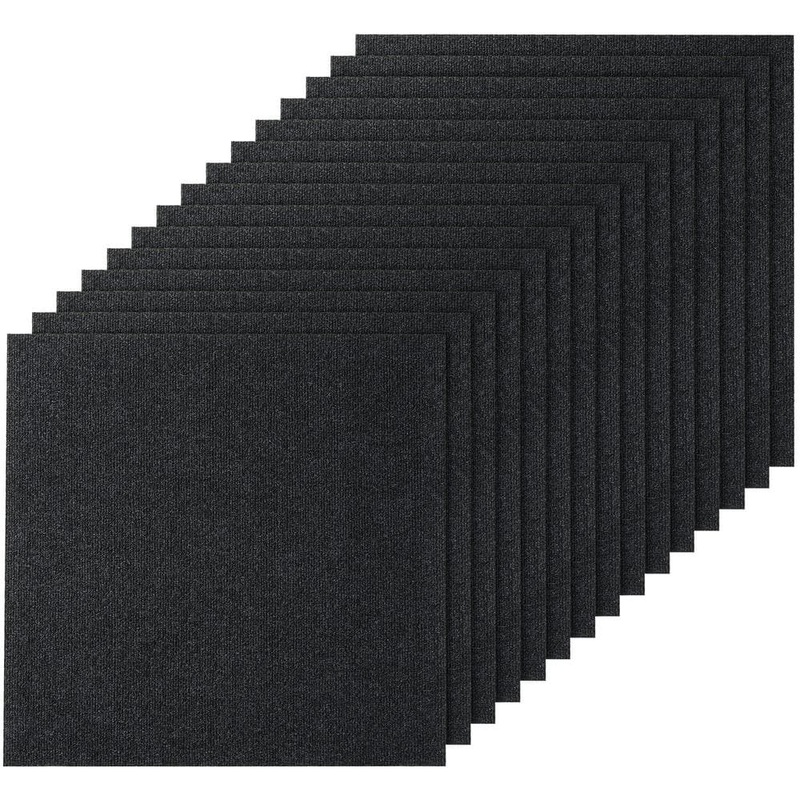 VEVOR Black Commercial Residential 24 in. x 24 in. Peel and Stick Pattern Carpet Tile Carpet Squares 60 sq. ft. ZZFKDT2424YCT8PQDV0