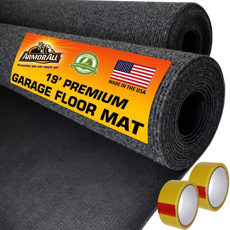 Armor All 7 ft. 6 in. W x 19 ft. L (Combined Size) Charcoal Grey Commercial/Residential Polyester Garage Flooring Rolls AAPGFM19S