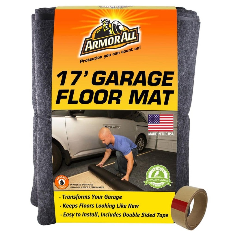 Armor All Garage Floor Mat 7 ft. 4 in. W x 17 ft. L Charcoal Commercial/Residential Absorbent Waterproof Garage Flooring Rolls AAGFMC17