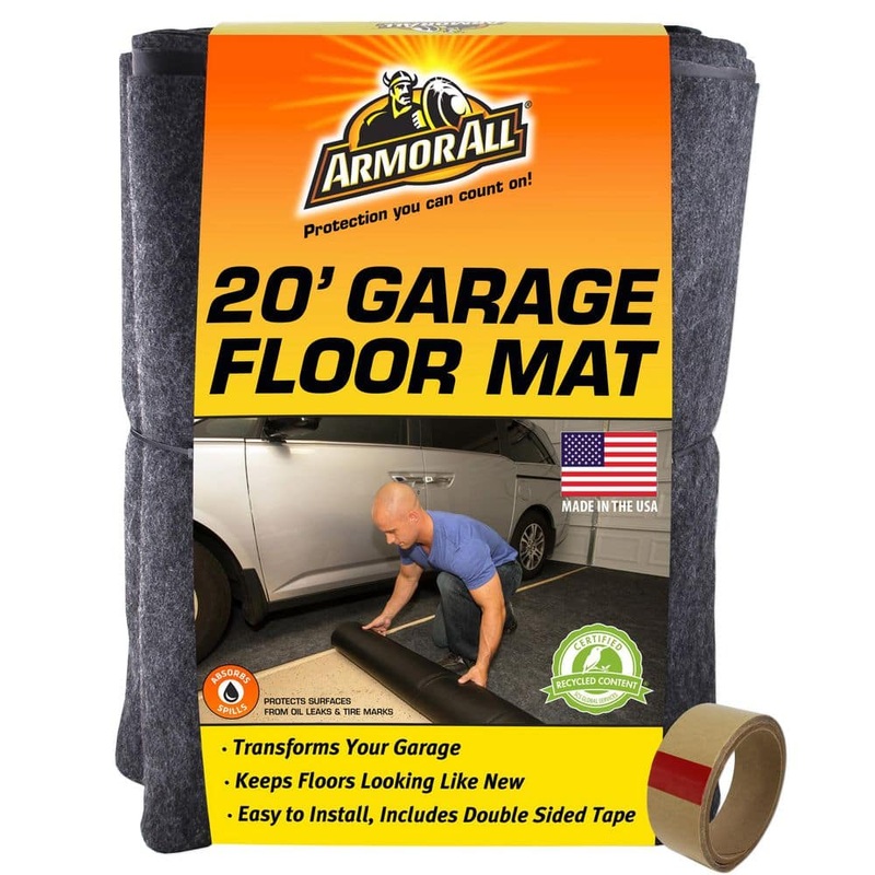 Armor All Garage Floor Mat 7 ft. 4 in. W x 20 ft. L Charcoal Commercial/Residential Absorbent Waterproof Garage Flooring Rolls AAGFMC20