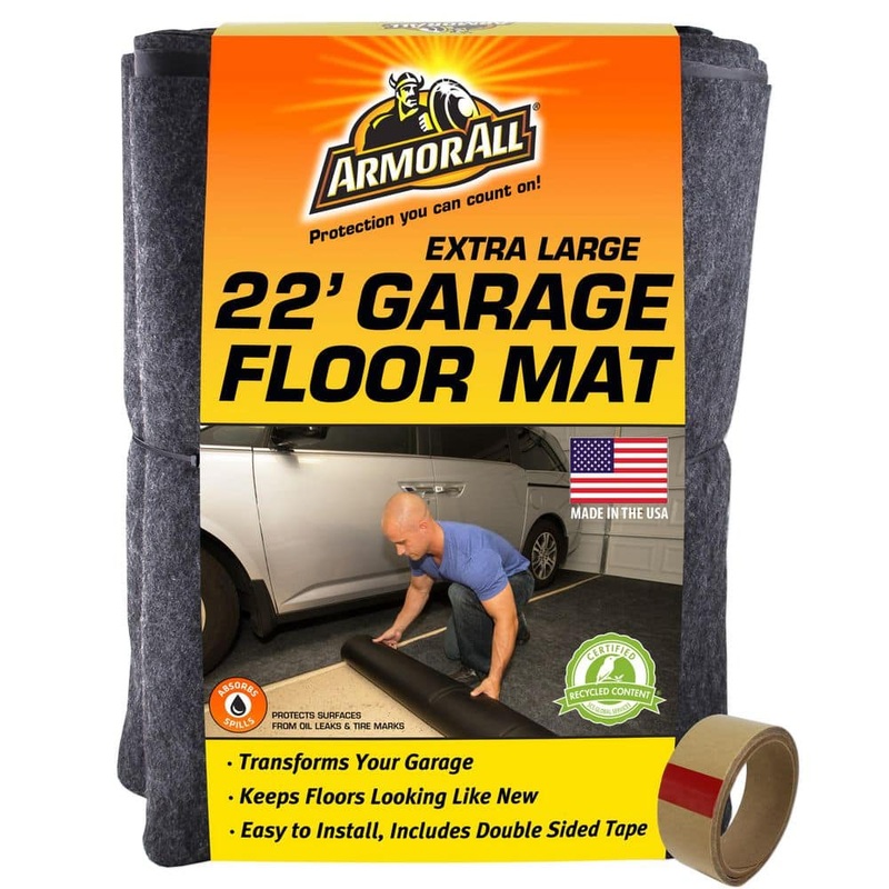 Armor All Garage Floor Mat 8 ft. 10 in. W x 22 ft. L Charcoal Commercial/Residential Absorbent Waterproof Garage Flooring Rolls AAGFMC22