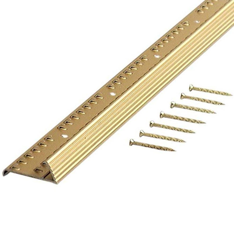 Unbranded Satin Brass Fluted 36 in. Carpet Gripper with Teeth 18540