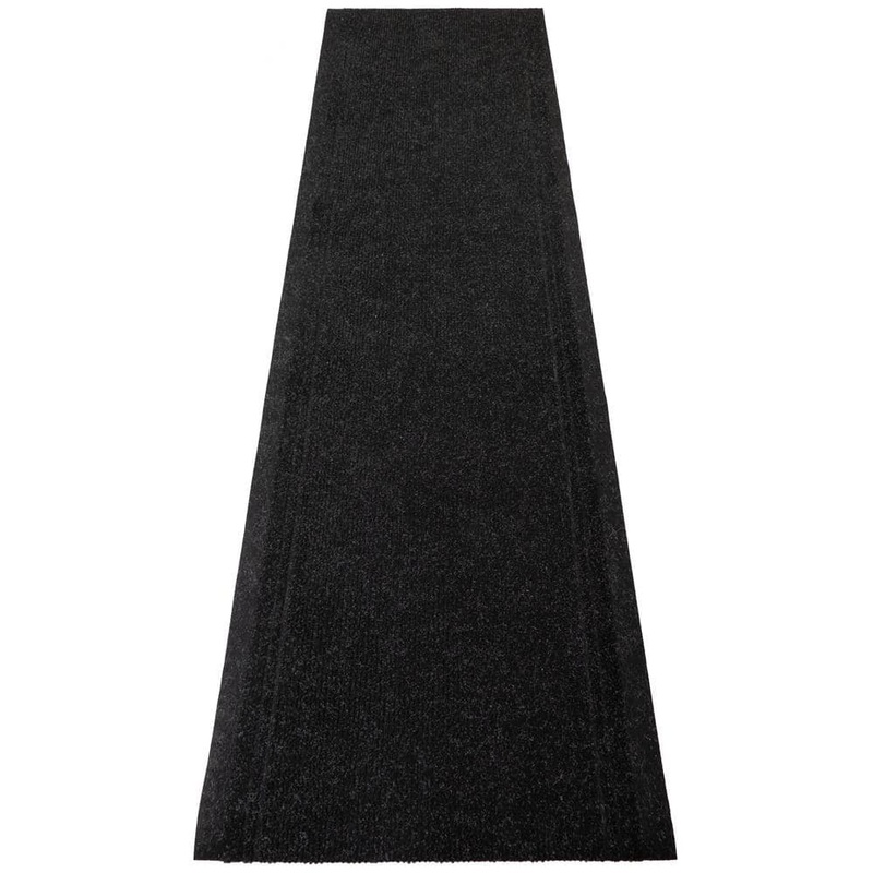 Unbranded Tracker Indoor/Outdoor Hallway Runner Rug 2 ft. 2 in. W x 12 ft. L Charcoal Polyester Garage Flooring TRCKR-BLC-26X12
