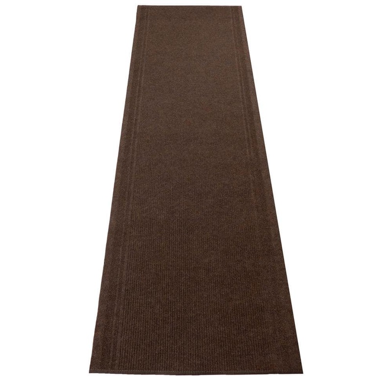 Unbranded Tracker Indoor/Outdoor Hallway Runner Rug 2 ft. 2 in. W x 41 ft. L Brown Polyester Garage Flooring TRCKR-BRW-26X41