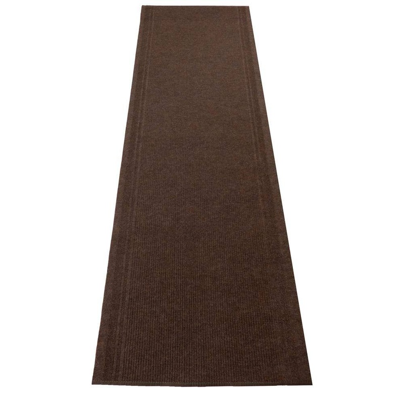 Unbranded Tracker Indoor Outdoor Hallway Runner Rug Collection 3 ft. W x 15 ft. L Brown Polyester Garage Flooring TRCKR-BRW-36X15