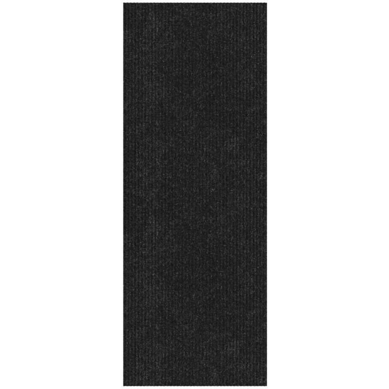 Sweet Home Stores Ribbed Non-Slip Rubberback Indoor/Outdoor Long Hallway Runner Rug 2 ft. 7 in. x 15 ft., Black Polyester Garage Flooring SH-SRT704-3X15