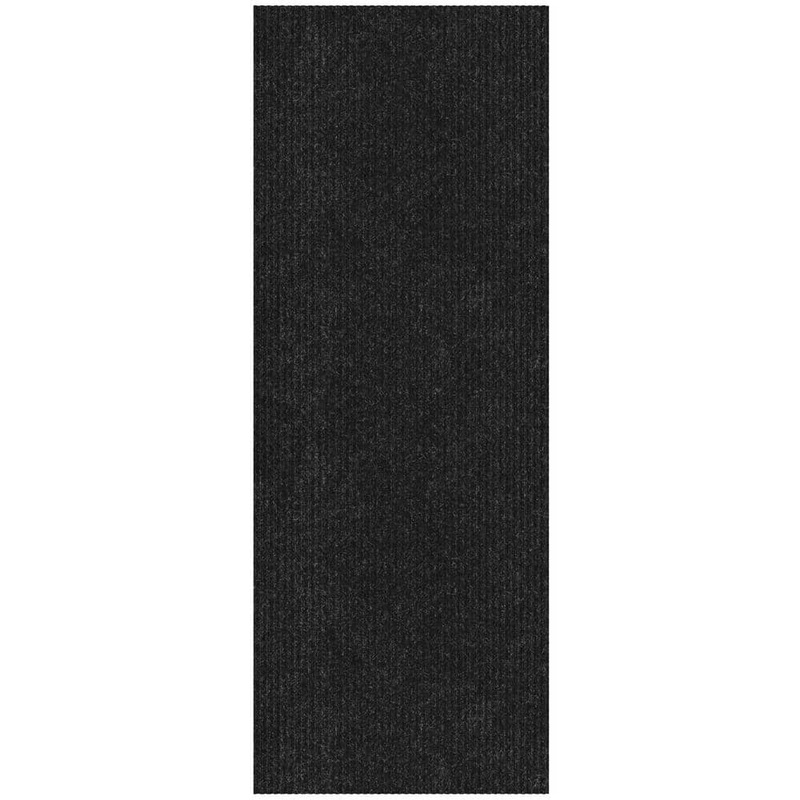 Sweet Home Stores Ribbed Non-Slip Rubberback Indoor/Outdoor Long Hallway Runner Rug 2 ft. x 10 ft., Black Polyester Garage Flooring SH-SRT704-2X10