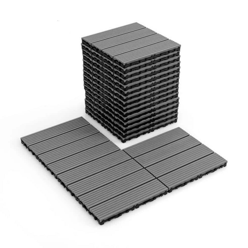 Amucolo 12 in. x 12 in. x 0.8 in. 40-Tile Plastic Flooring Drain Patio Tiles Interlocking Cuttable Square Deck Tiles (40 sq. ft) yun-CYD0-DK7