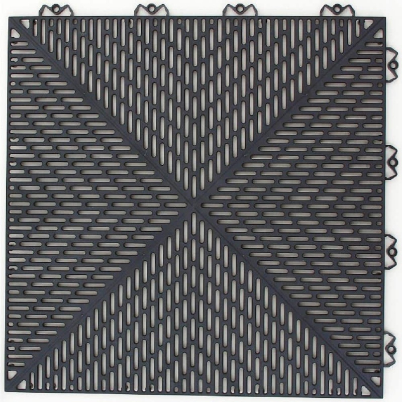 Bergo Unique 14.9 in. x 14.9 in. Graphite Polypropylene Garage Floor Tile (21.6 sq. ft. / case) UITILEGP2